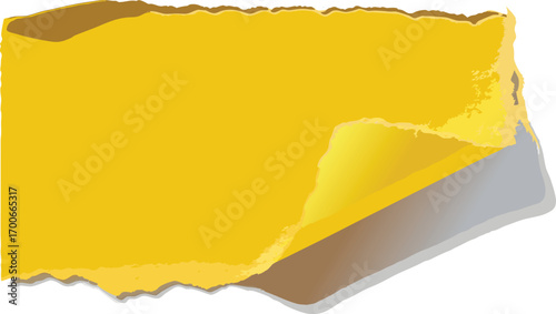 Bright Yellow Torn Paper Sticker with Jagged Uneven Edge Vector Graphic