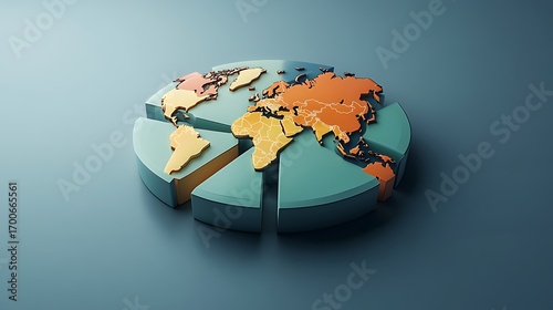 Fragmented earth globe model showing continents divided into pieces