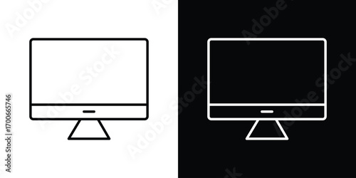 Monitor icon in line design. editable stroke icon.