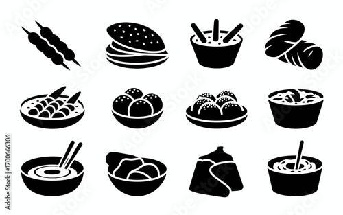 Vector art of collection of indian food icons for menu design