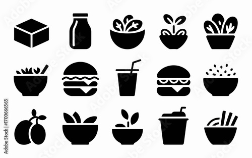 Vector art of food and healthy eating vector icons