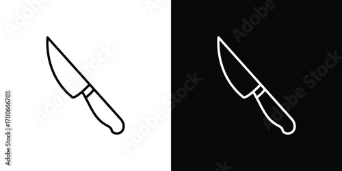Kitchen knife icon in line design. editable stroke icon.