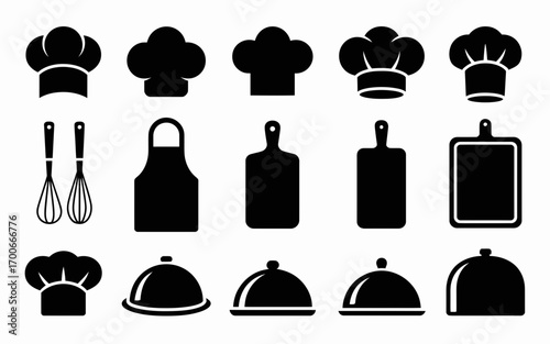 Vector art of chef and kitchen utensils icons, vector format