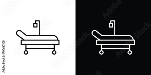 Hospital bed icon in line design. editable stroke icon.
