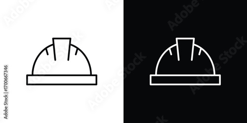 Hard hat icon in line design. editable stroke icon.