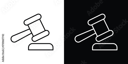 Gavel icon in line design. editable stroke icon.