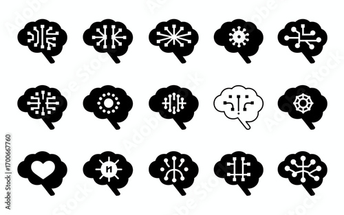 Vector art of brain icons for artificial intelligence concept