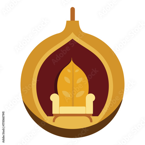 Gilded Walnut Shell Christmas Ornament with Miniature Scene Vector