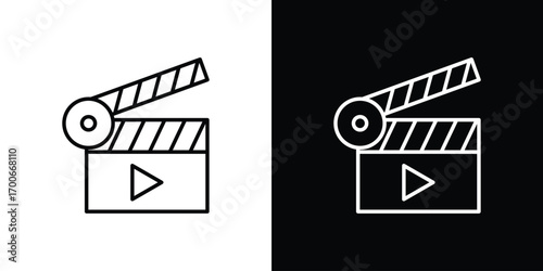 Film clapperboard icon in line design. editable stroke icon.