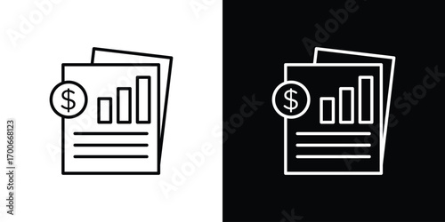 Financial report icon in line design. editable stroke icon.