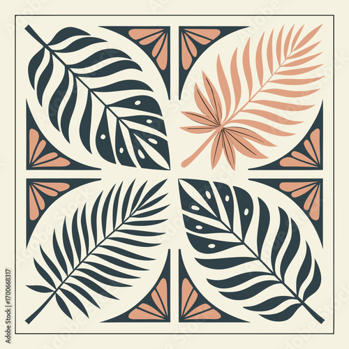 Elegant Tropical Leaves Pattern Illustration