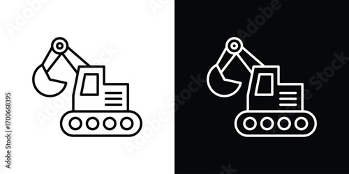 Excavator icon in line design. editable stroke icon.