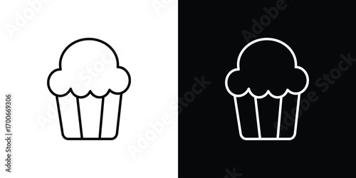 Cupcake icon in line design. editable stroke icon.