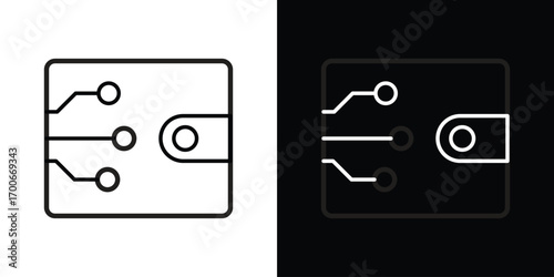 Cryptocurrency wallet icon in line design. editable stroke icon.