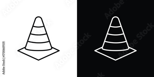 Construction cone icon in line design. editable stroke icon.