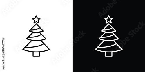 Christmas tree icon in line design. editable stroke icon.