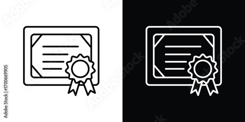 Certificate icon in line design. editable stroke icon.