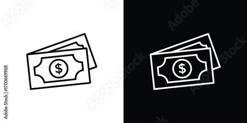 Cash icon in line design. editable stroke icon.