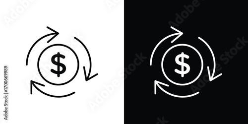 Cash flow icon in line design. editable stroke icon.