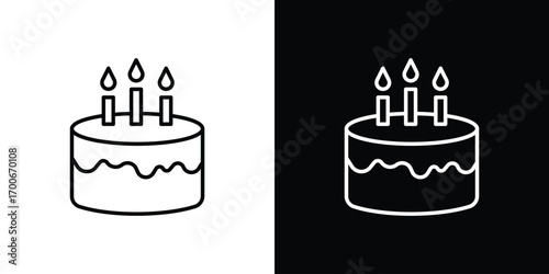 Cake icon in line design. editable stroke icon.