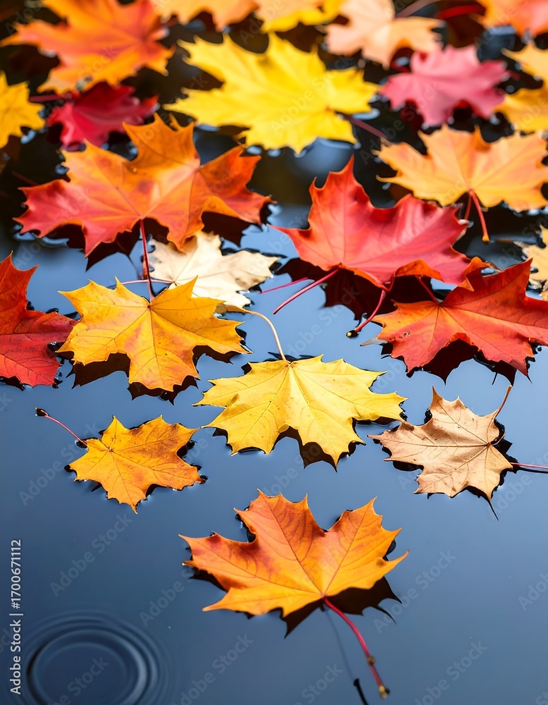 Fototapeta premium Autumn leaves on water (2)