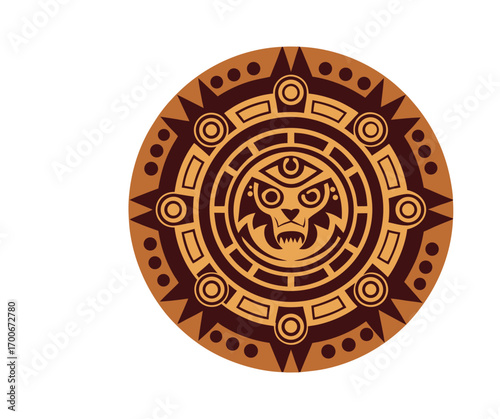 Mayan Glyph Circle Pattern Ethnic Decoration