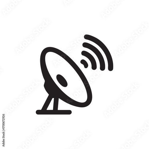 Satellite Dish Antenna Icon for Communication and Broadcasting