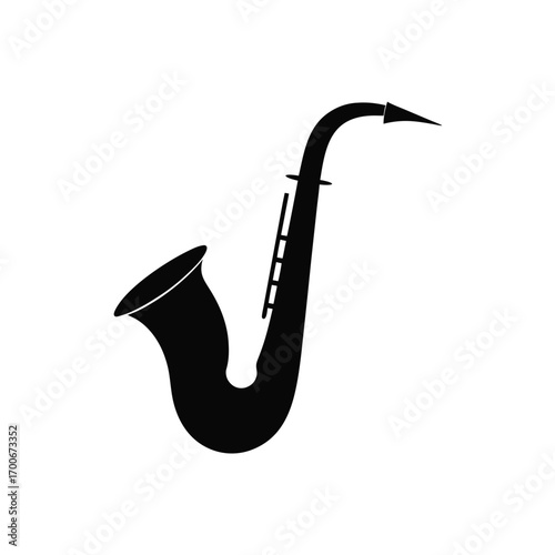 Silhouette illustration of a saxophone art on transparent background
