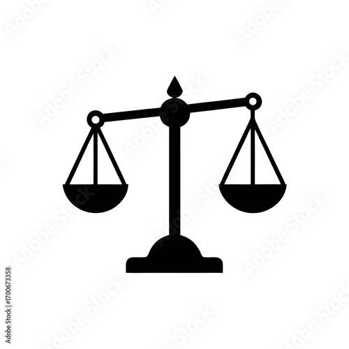 A black scales of justice on white background on transparent background