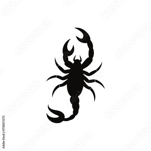 Silhouette of a black scorpion on white on transparent background
