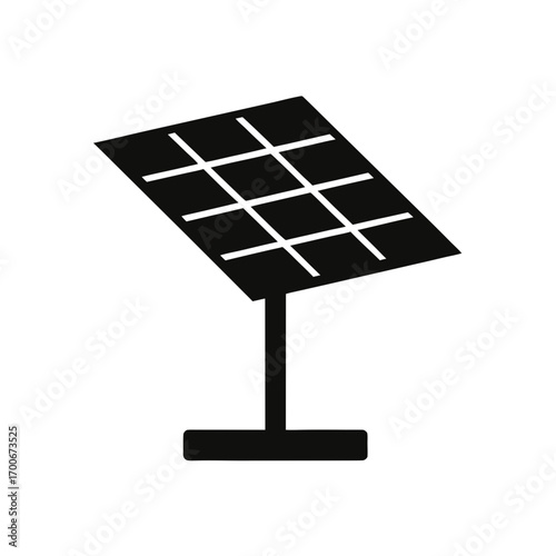 Illustration of a black solar panel icon on transparent background