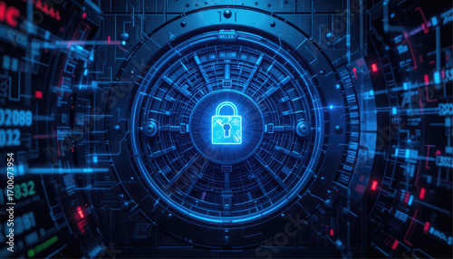 Secure digital vault background.