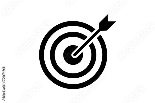target and arrow,
Minimalist Target with Arrow Hitting Bullseye Icon