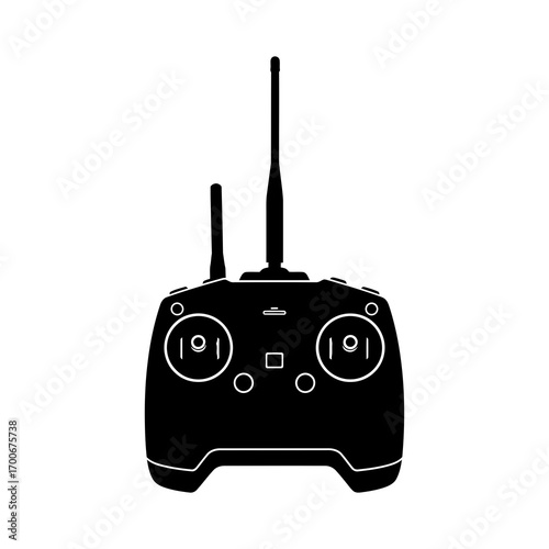 Black silhouette of a drone remote control with antennas
