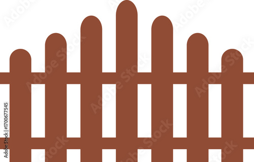 Wooden Fence Icon. Classic Garden Fencing Symbol. Simple Wooden Fence cassic picket fence that embodies simplicity and security with its clean lines and rustic charm.collection of Garden fence wooden.