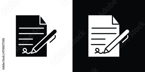 Signed contract icon Concept. vector design and illustration.