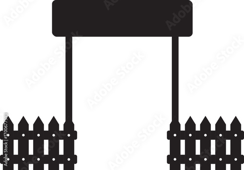 Wooden Fence Icon. Classic Garden Fencing Symbol. Simple Wooden Fence cassic picket fence that embodies simplicity and security with its clean lines and rustic charm.collection of Garden fence wooden.