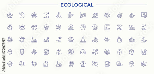 Ecological line icon set. Modern vector illustration. Contain linear sign recycle, environment, environmental, ecology, eco. Art and illustration. Environment icon set.