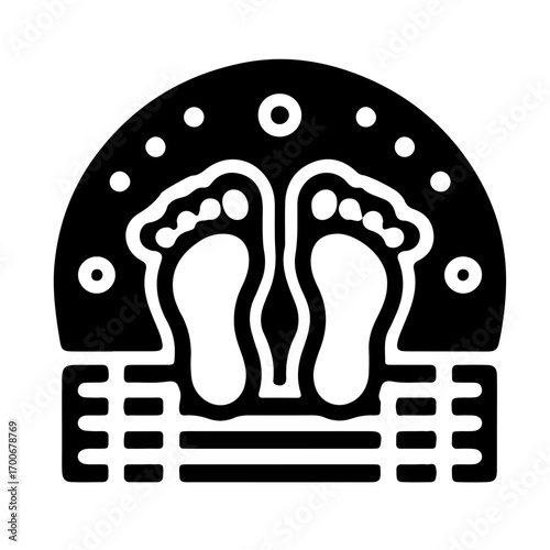Minimalist pictogram of disinfectant mat unit
