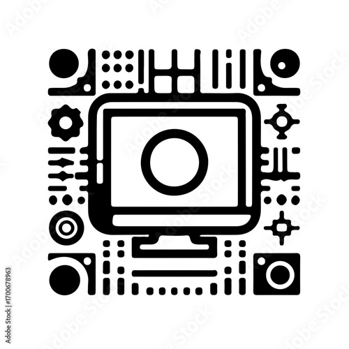Flat icon of wayfinding terminal