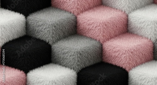 Soft Furry Hexagonal Blocks Textile Background
