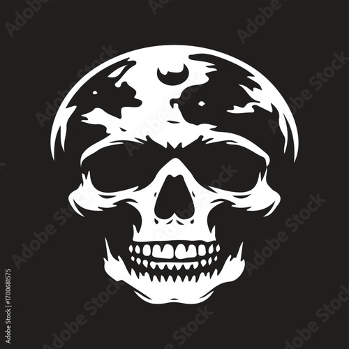 skull vector art logo design black and white