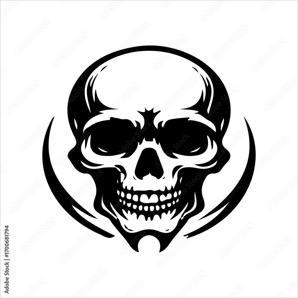 Fototapeta premium skull vector art logo design black and white