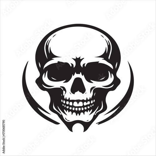 skull vector art logo design black and white