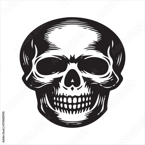 skull vector art logo design black and white