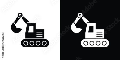 Excavator icon Concept. vector design and illustration.