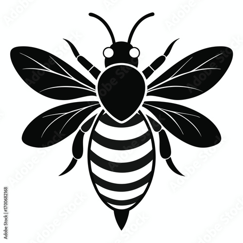 Bee Silhouette Vector on White Background