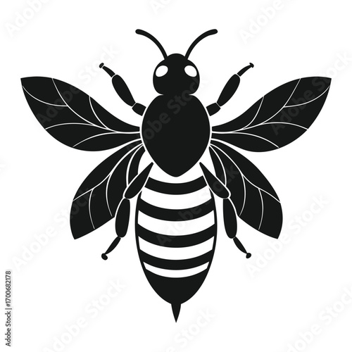 Bee Silhouette Vector on White Background