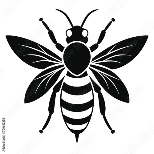 Bee Silhouette Vector on White Background