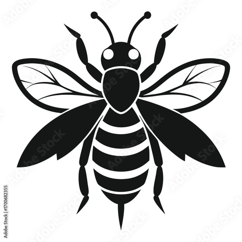 Bee Silhouette Vector on White Background